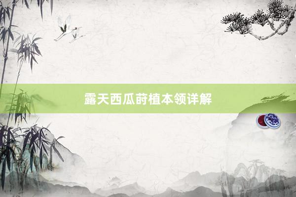露天西瓜莳植本领详解